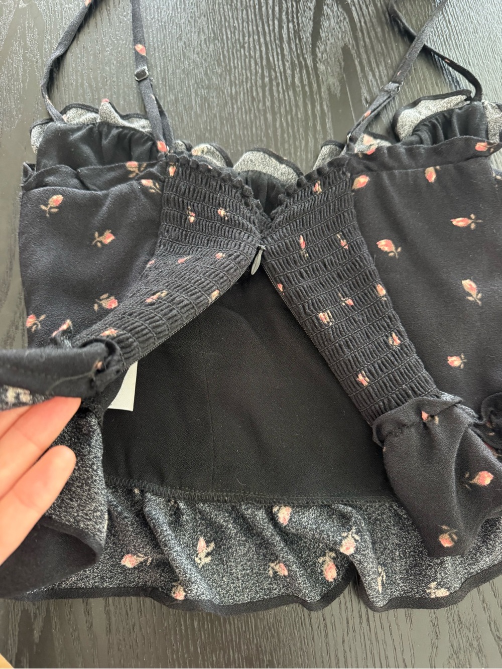Reformation Black Floral Ruffle Bustier Top - Picture 4 of 7